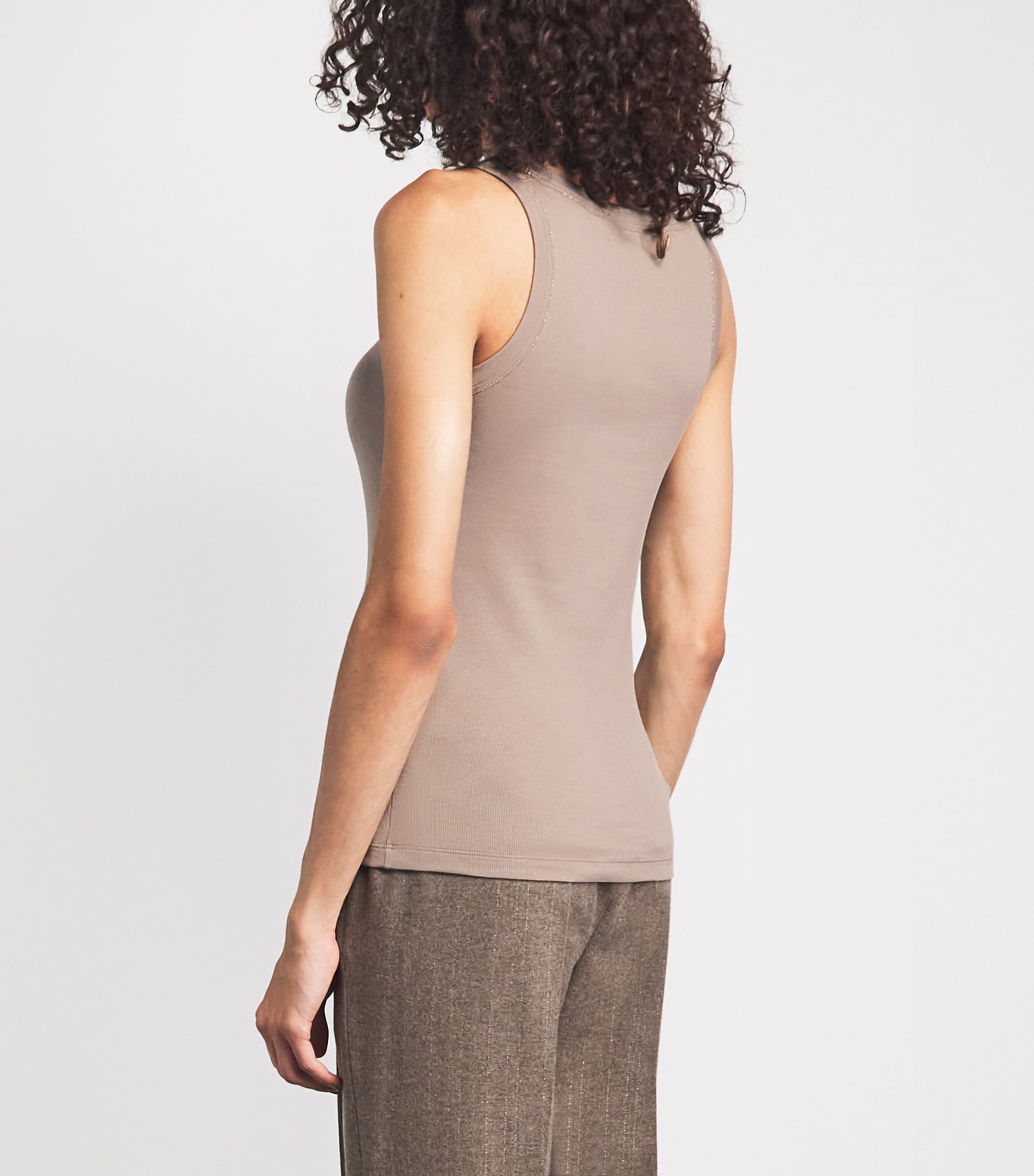 Fabiana Filippi Womens Rib-Knit Embellished Tank Top Moka Meringa Image 5