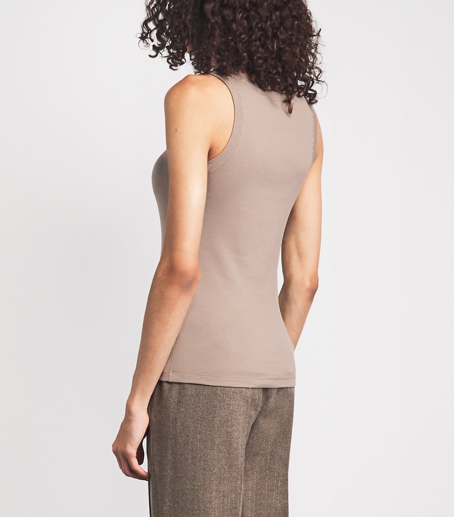 Fabiana Filippi Womens Rib-Knit Embellished Tank Top Moka Meringa Image 5