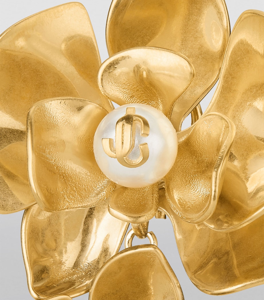 Embellished Petal Double Earrings GOLD/WHITE/CRYSTAL Image 5