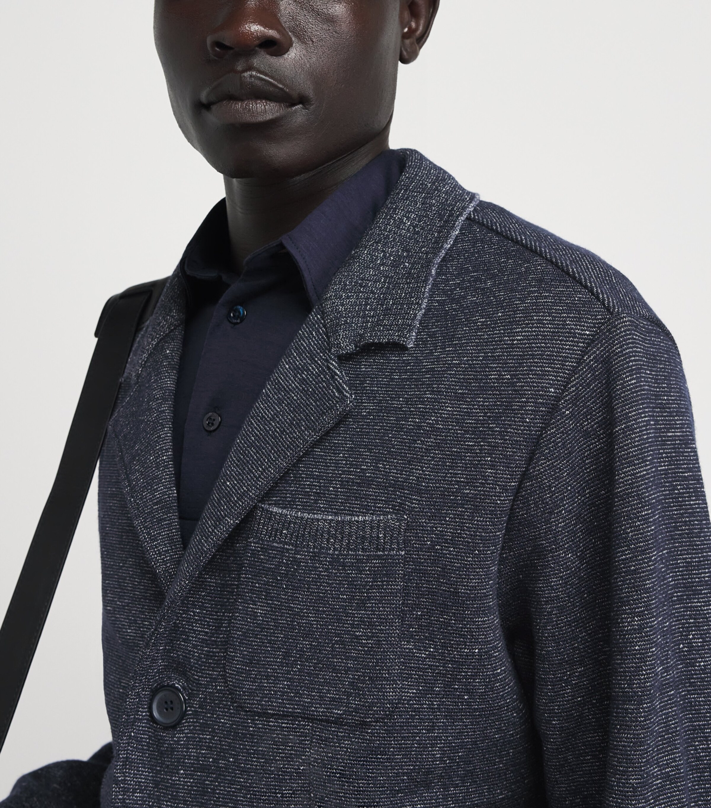 Paul & Shark Mens Virgin Wool-Linen Knitted Overshirt Blu Blu/bianco Image 3