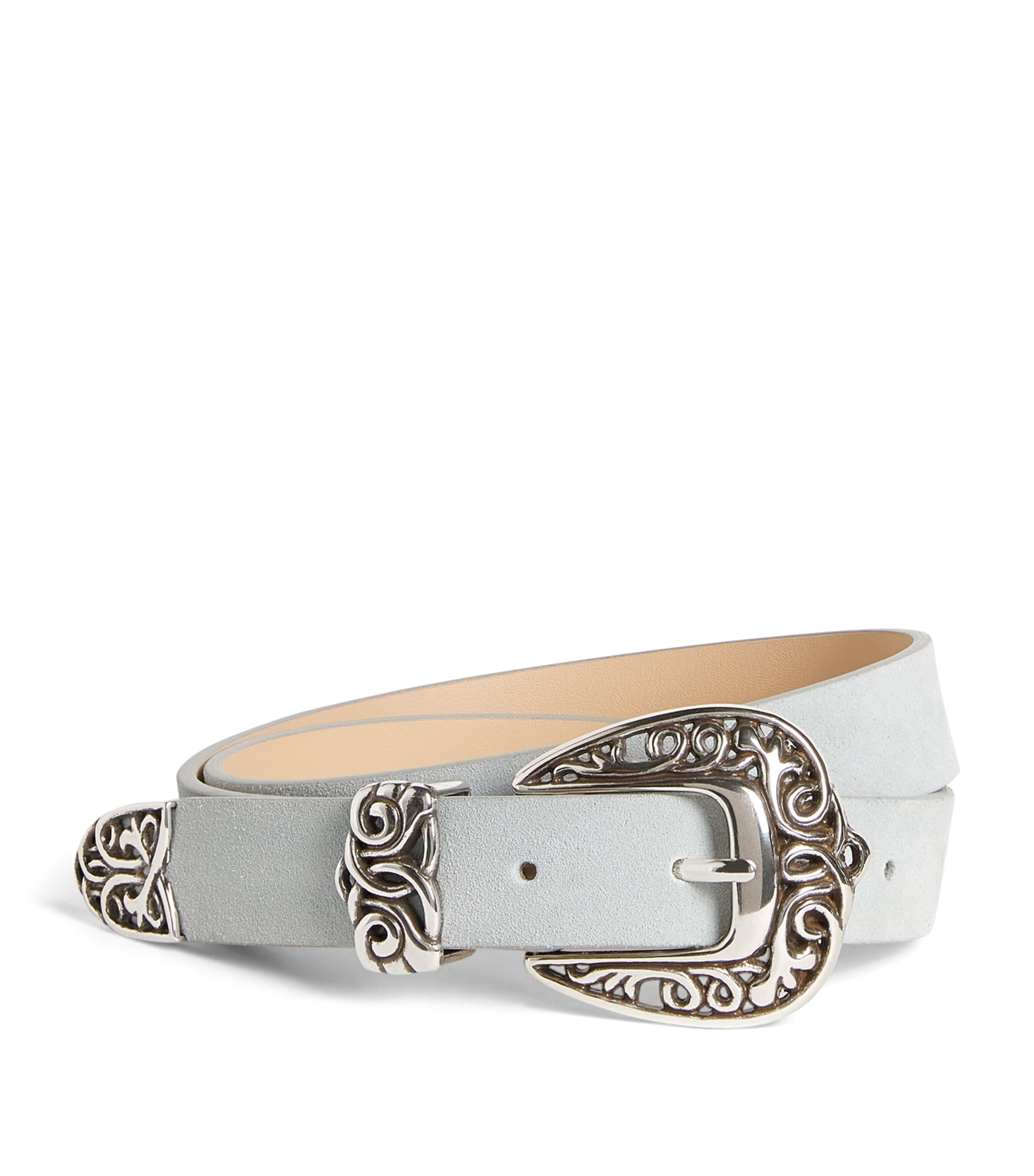 Eleventy Suede Texas-Buckle Belt Nuvola Image 1