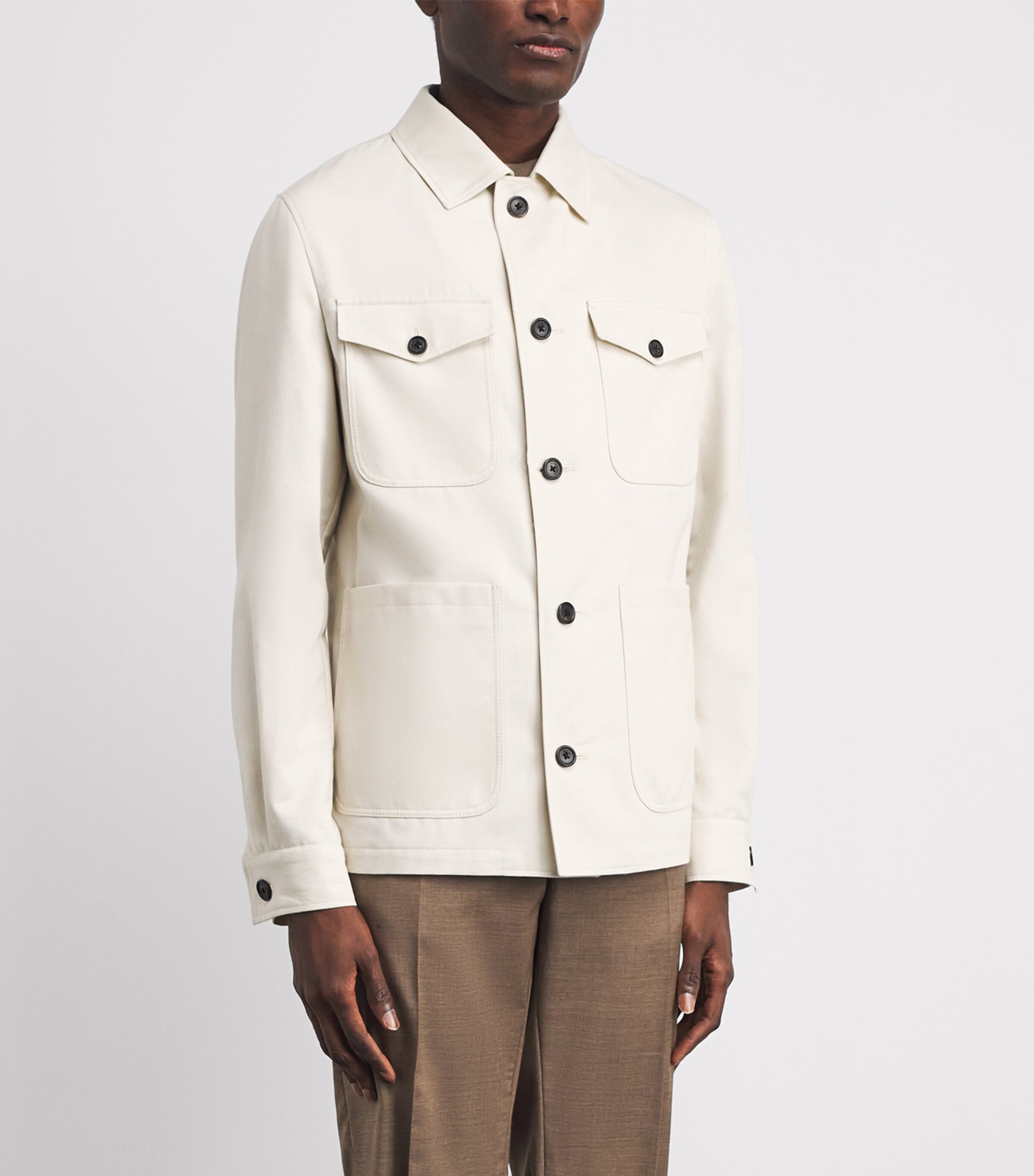 Corneliani Mens Cotton-Cashmere Overshirt Natural / Beige Image 4