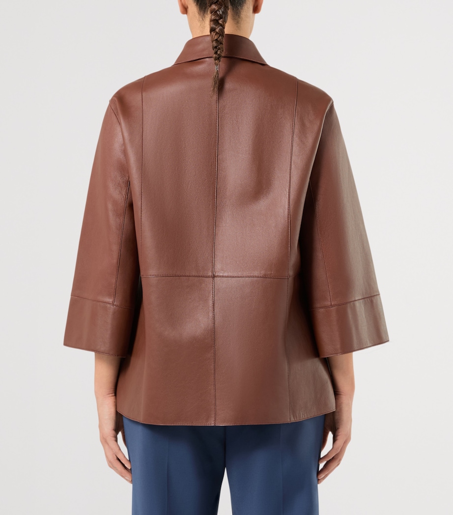 Marina Rinaldi Womens Leather Jacket Brick Red Image 4