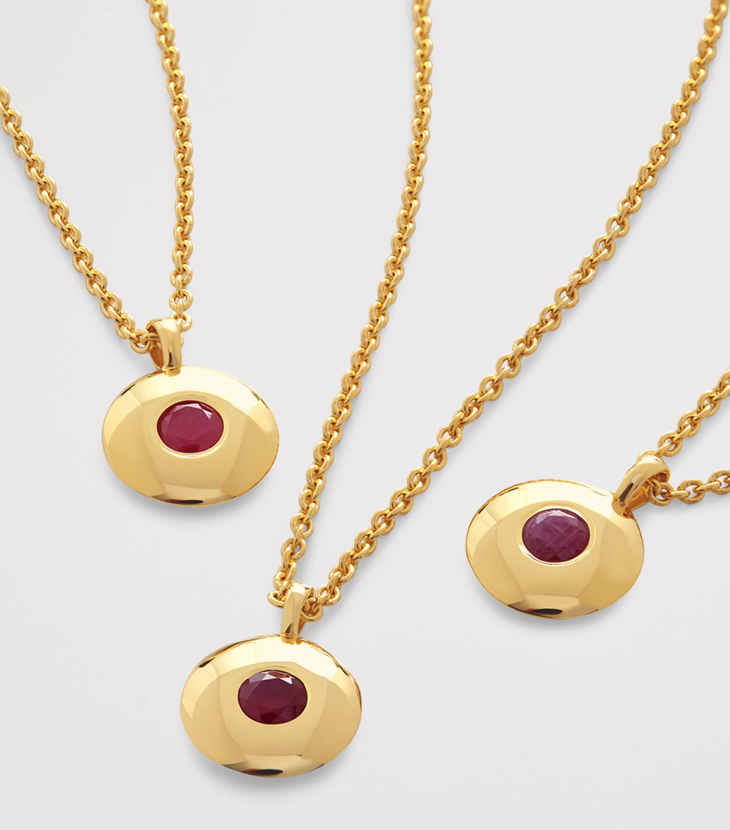 Monica Vinader Gold Vermeil and Ruby July Birthstone Necklace Gold Vermeil Image 5