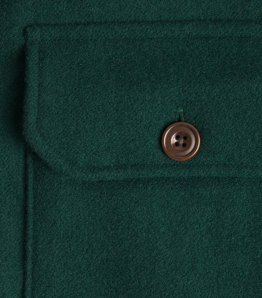 Wool Twill Suede-Patch Overshirt DARK GREEN Image 5