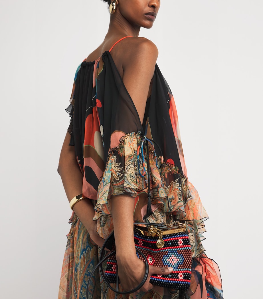 Etro Womens Silk Ruffled Maxi Dress Black Print Image 3