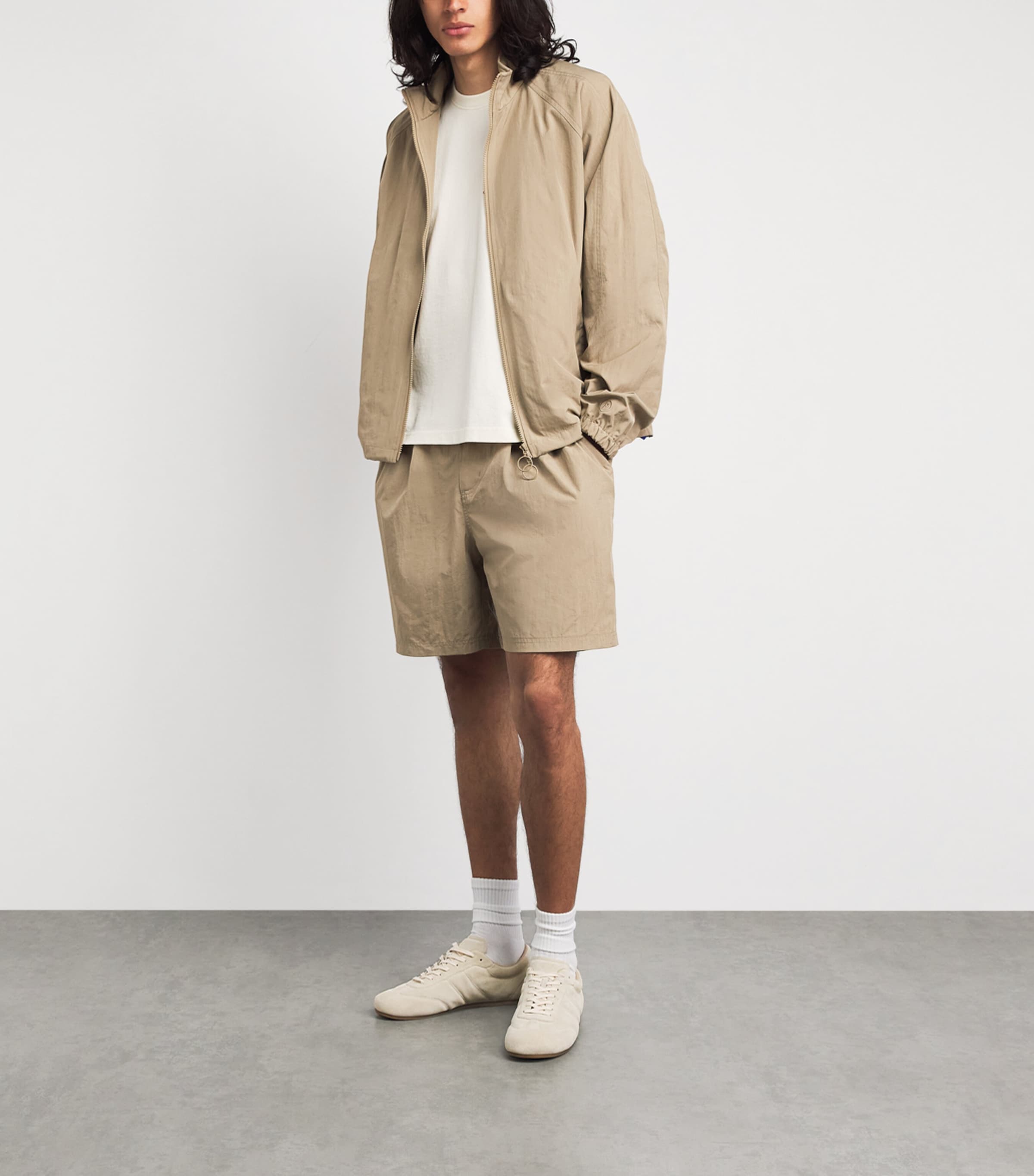 Picante Mens Crinkled Pleated Shorts Taupe Image 2