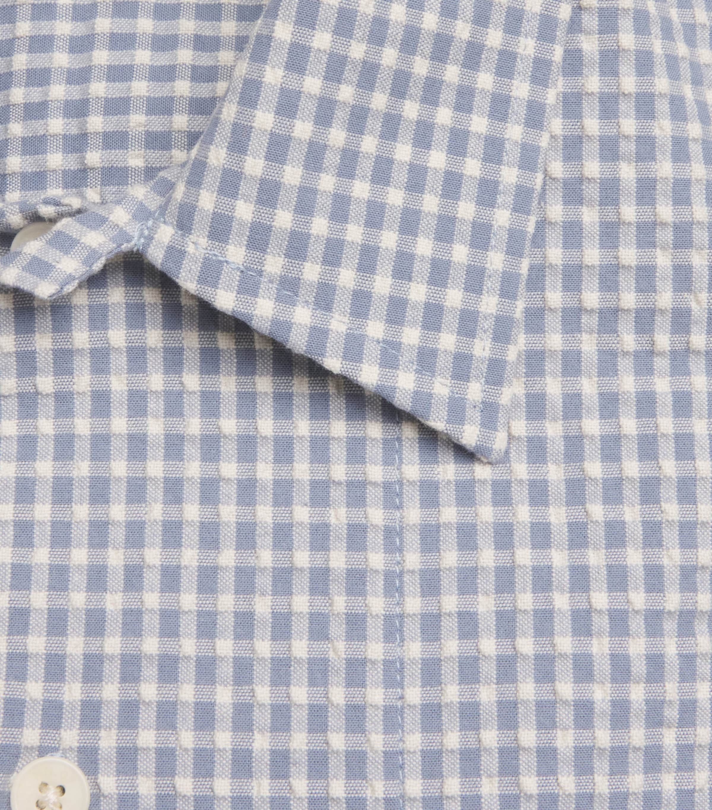 NN.07 Mens Stretch-Cotton Seersucker Reed Shirt Stone Blue Image 6