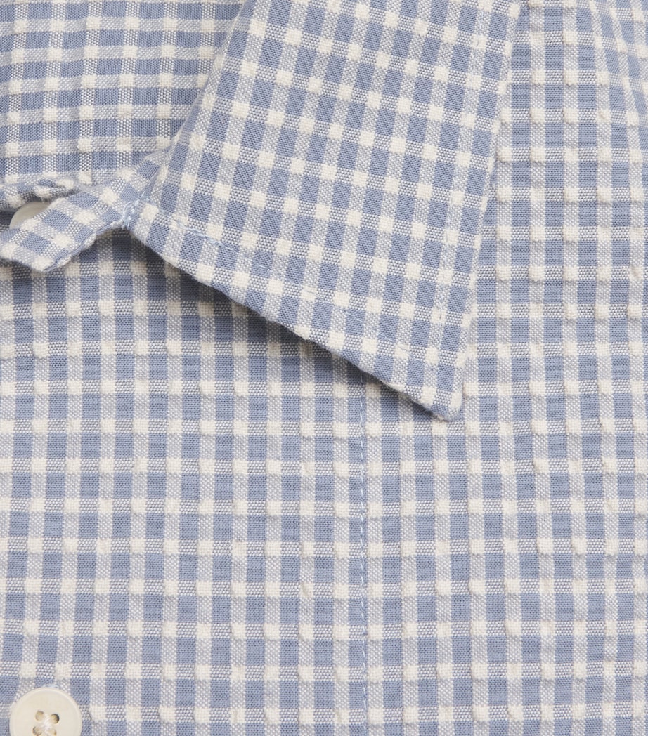 NN.07 Mens Stretch-Cotton Seersucker Reed Shirt Stone Blue Image 6