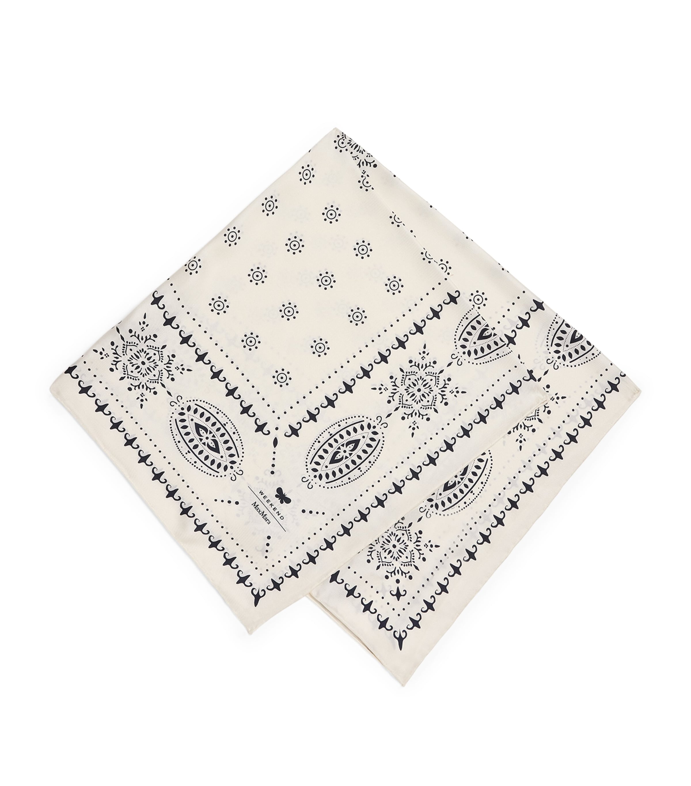 Weekend Max Mara Silk Geometric Print Square Scarf In White