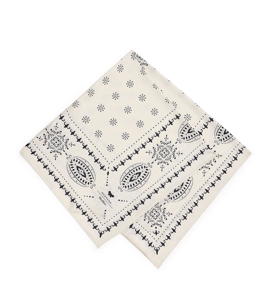 Silk Bandana Print Square Scarf IVORY Image 1