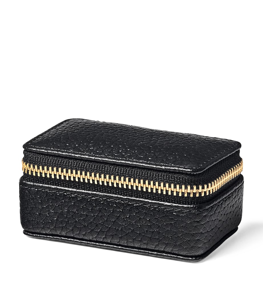 Small Leather Travel Jewellery Box BLACK Image 2