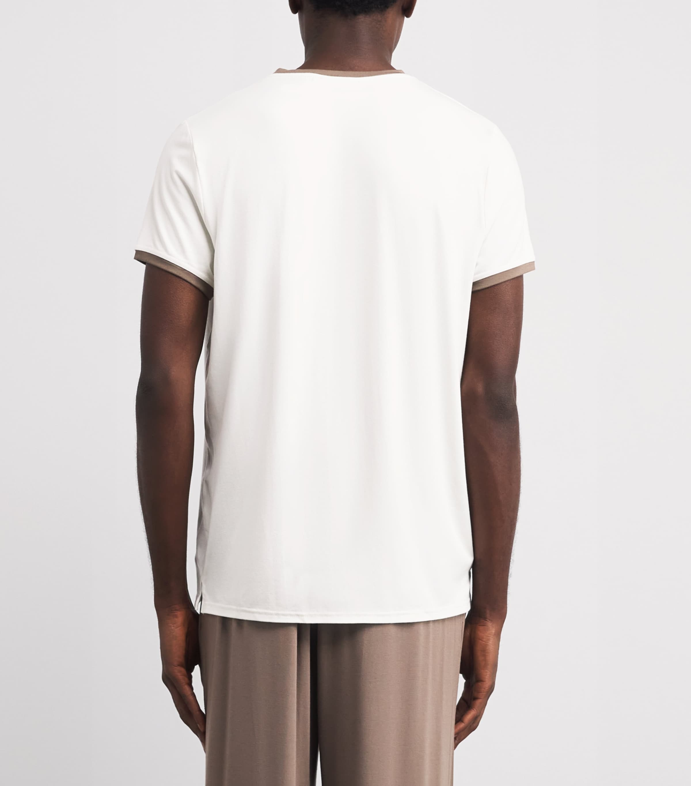 Contrast Trim V-Neck Lounge T-Shirt CALU CALICO/ UMBER Image 4