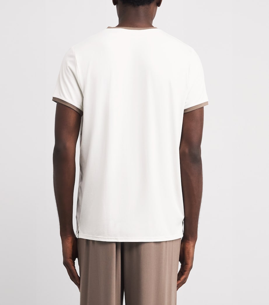 Contrast Trim V-Neck Lounge T-Shirt CALU CALICO/ UMBER Image 4