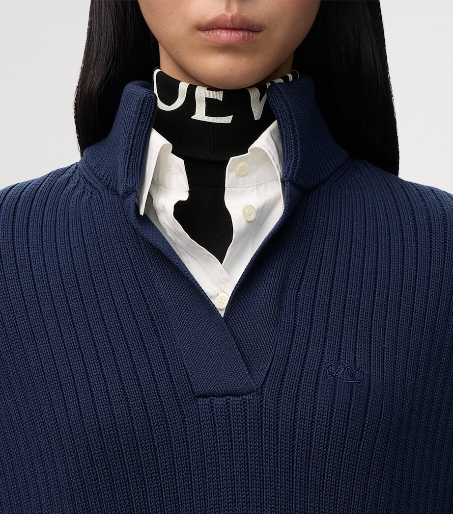LOEWE Womens Layered Shirt-Sweater Mini Dress Dark Blue Image 5