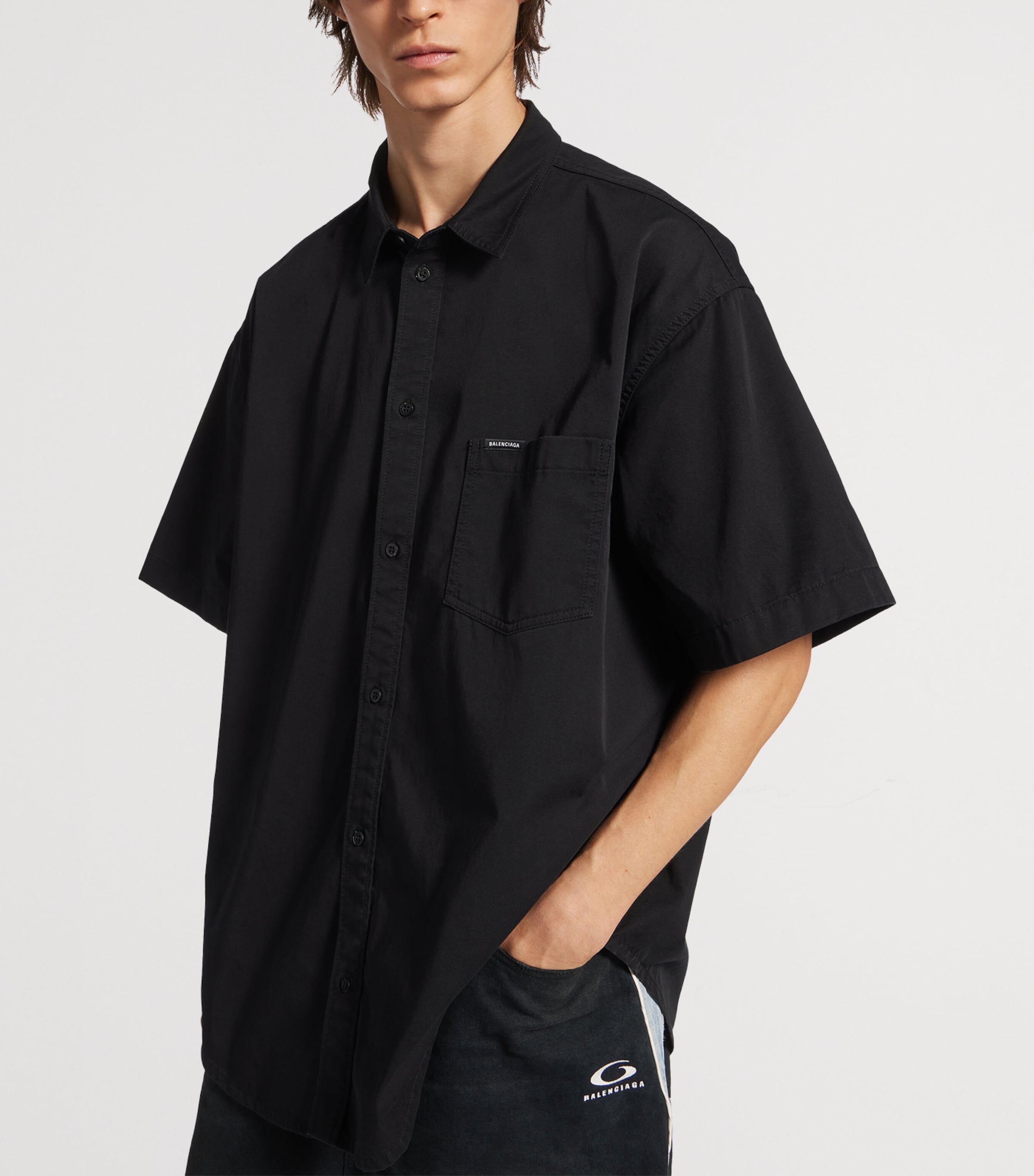 Balenciaga Mens Cotton Workwear Short-Sleeve Shirt Image 5
