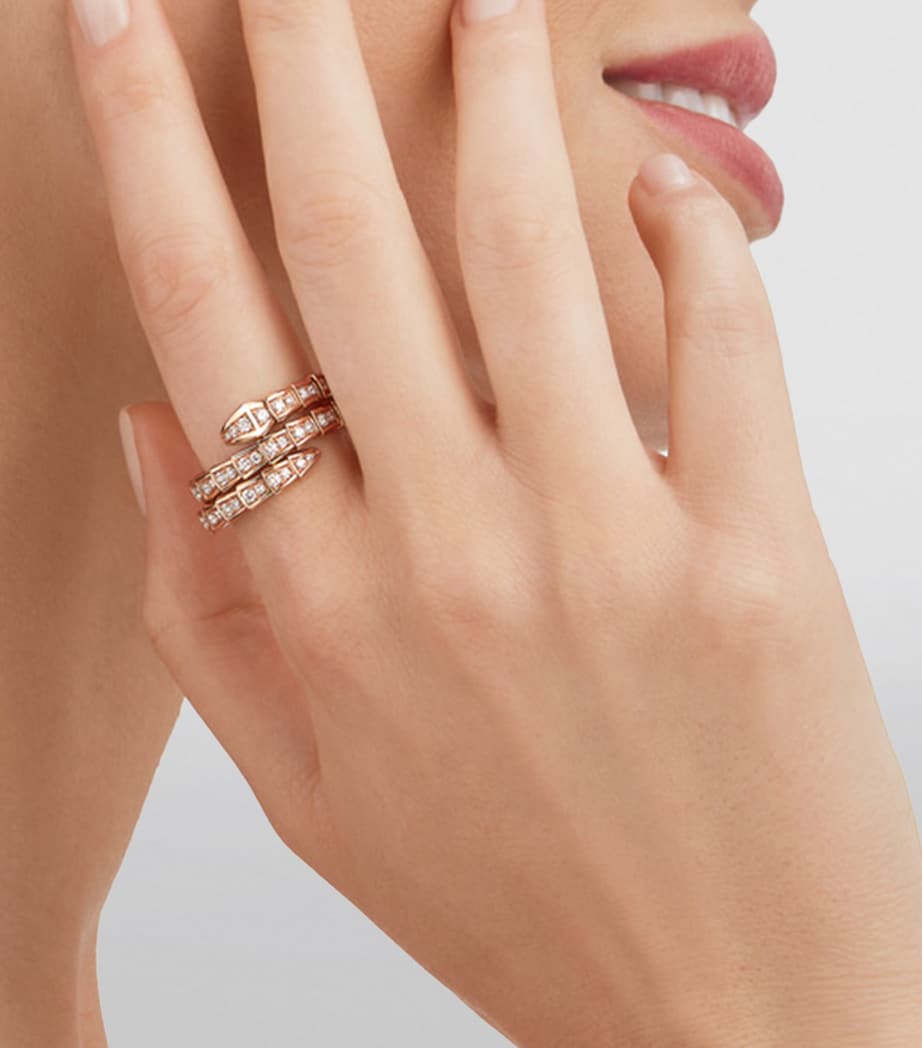 Rose Gold and Diamond Serpenti Viper Ring PINK GOLD Image 3