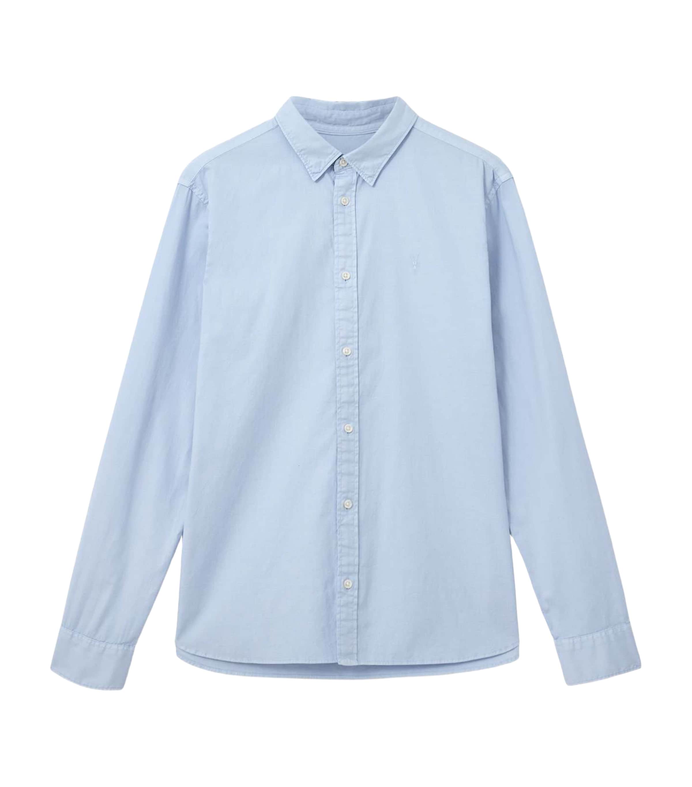 AllSaints Mens Stretch-Cotton Hawthorne Shirt Villa Blue Image 1