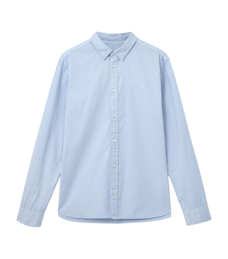 AllSaints Mens Stretch-Cotton Hawthorne Shirt Villa Blue Image 1