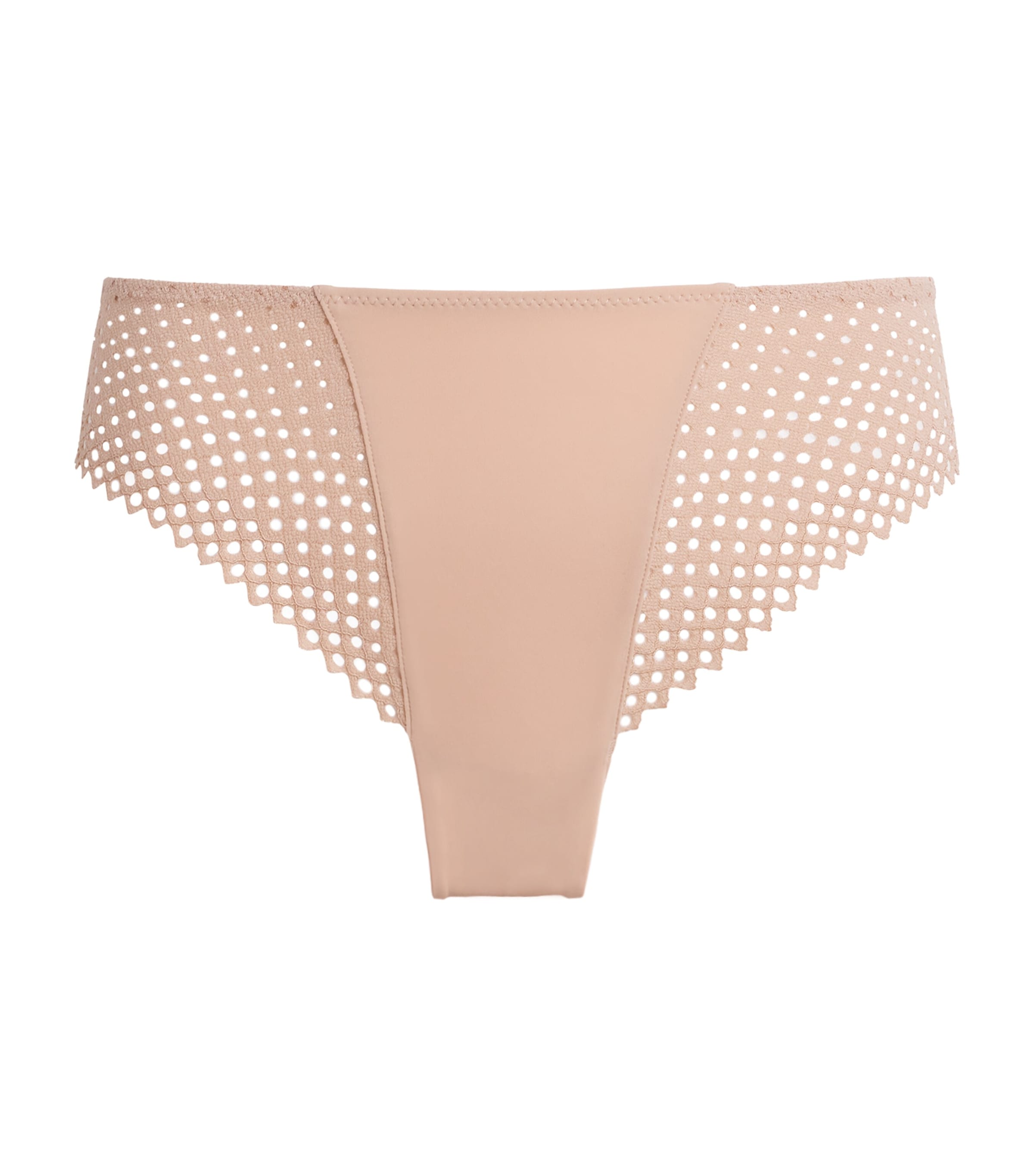 Wolford Womens Romantic Net Briefs Rose Tan Image 1