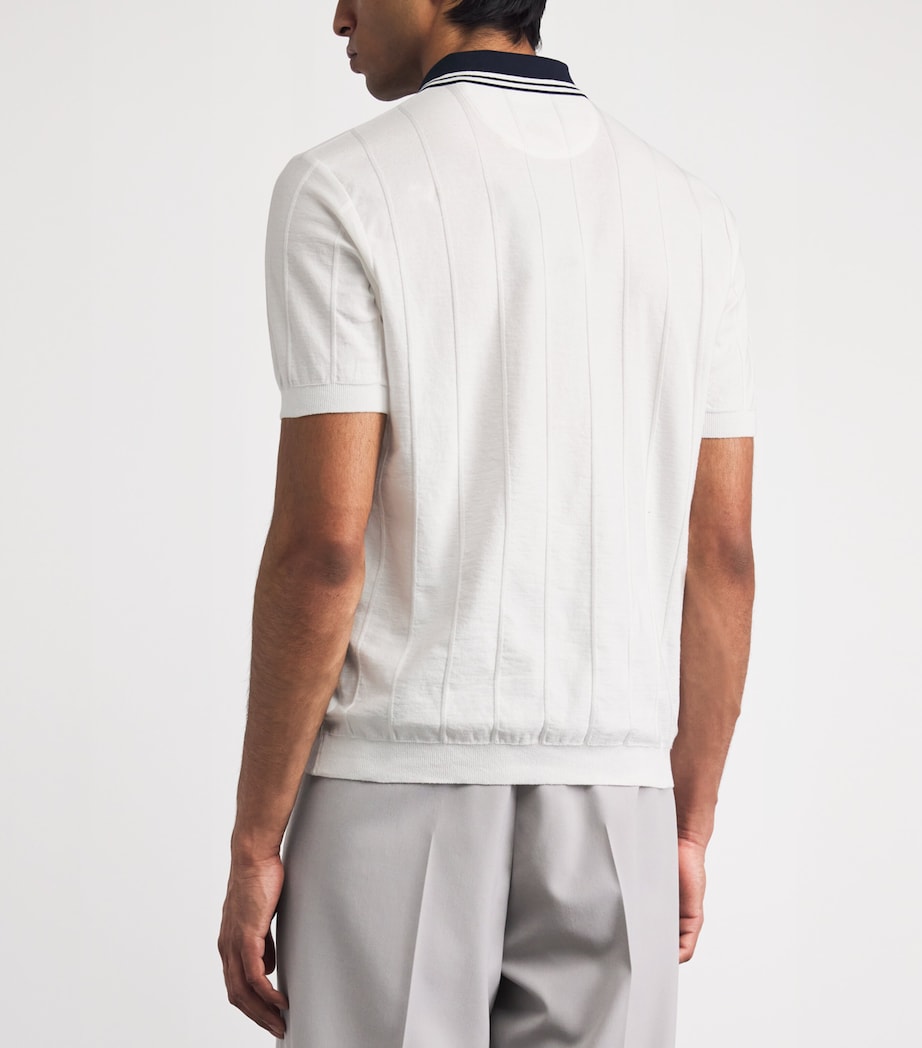 Paul & Shark Mens Cotton Rib-Knit Polo Shirt Panna Chiar Image 5