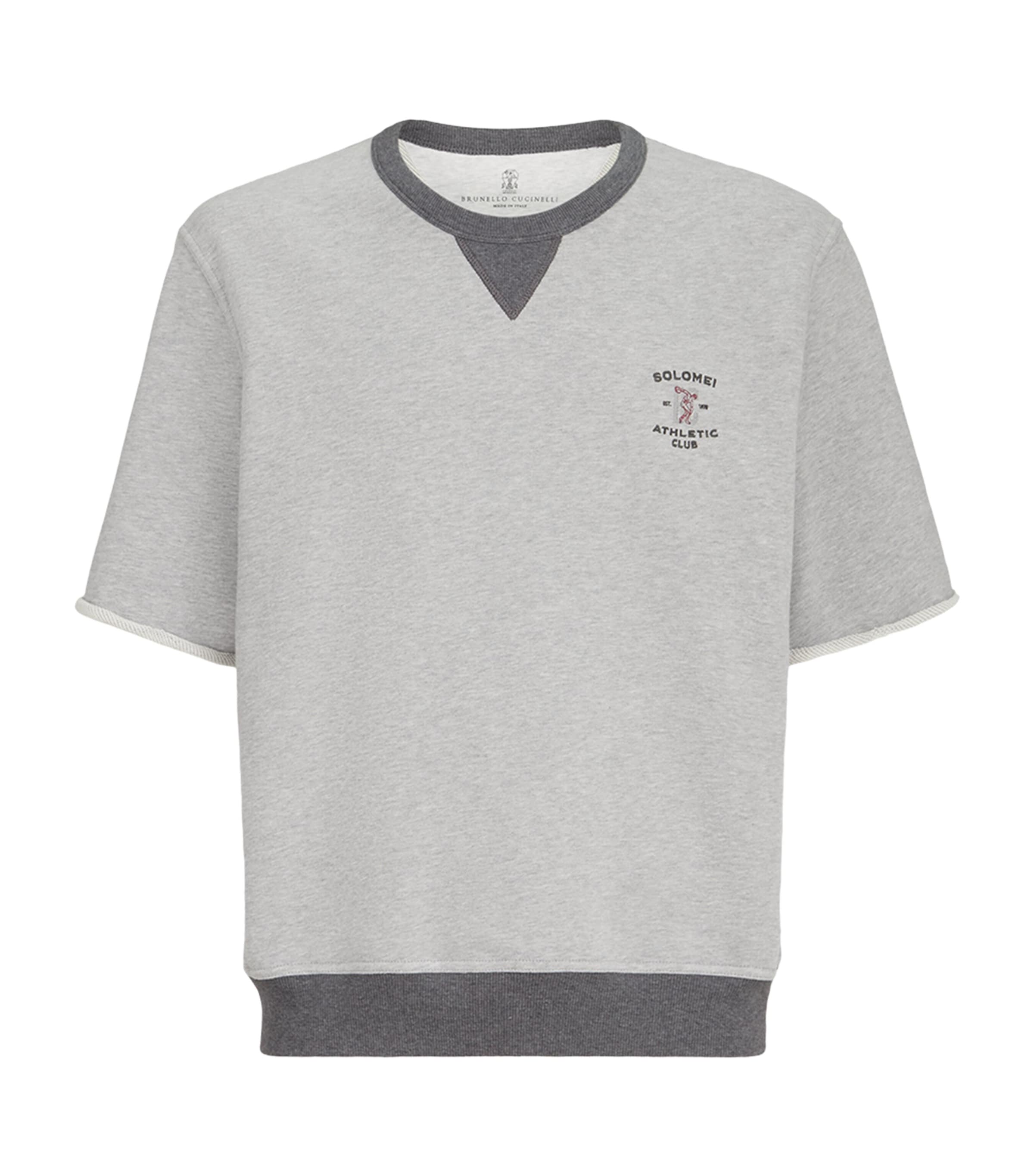 Brunello Cucinelli Mens Cotton Logo Short-Sleeve Sweatshirt Image 1