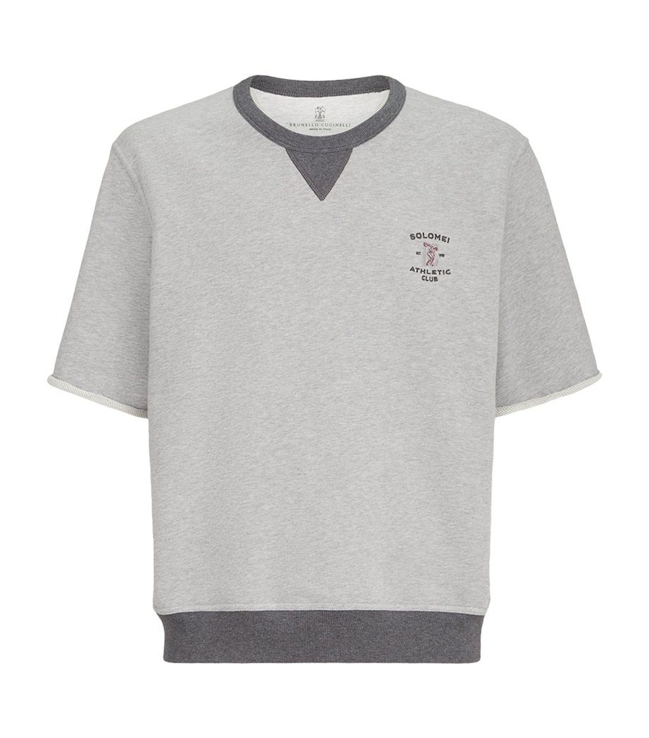 Brunello Cucinelli Mens Cotton Logo Short-Sleeve Sweatshirt Image 1