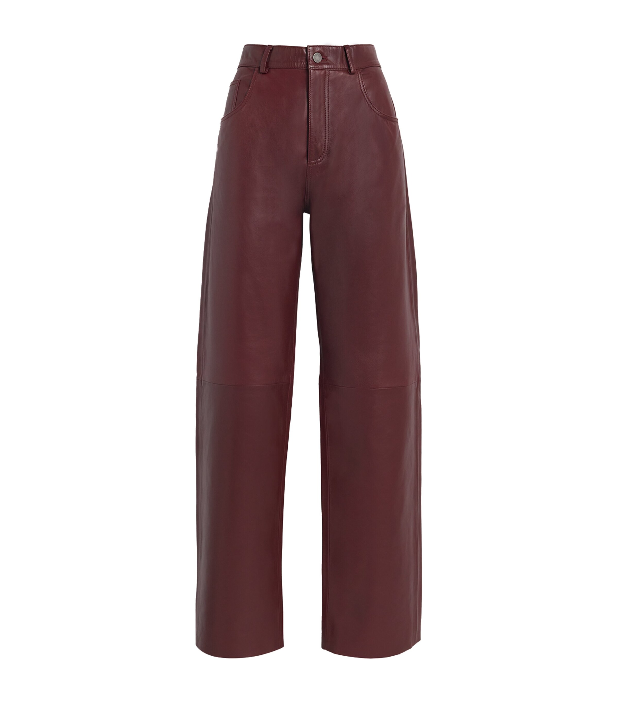 Leather Bonnie Straight Trousers CHERRY Image 1