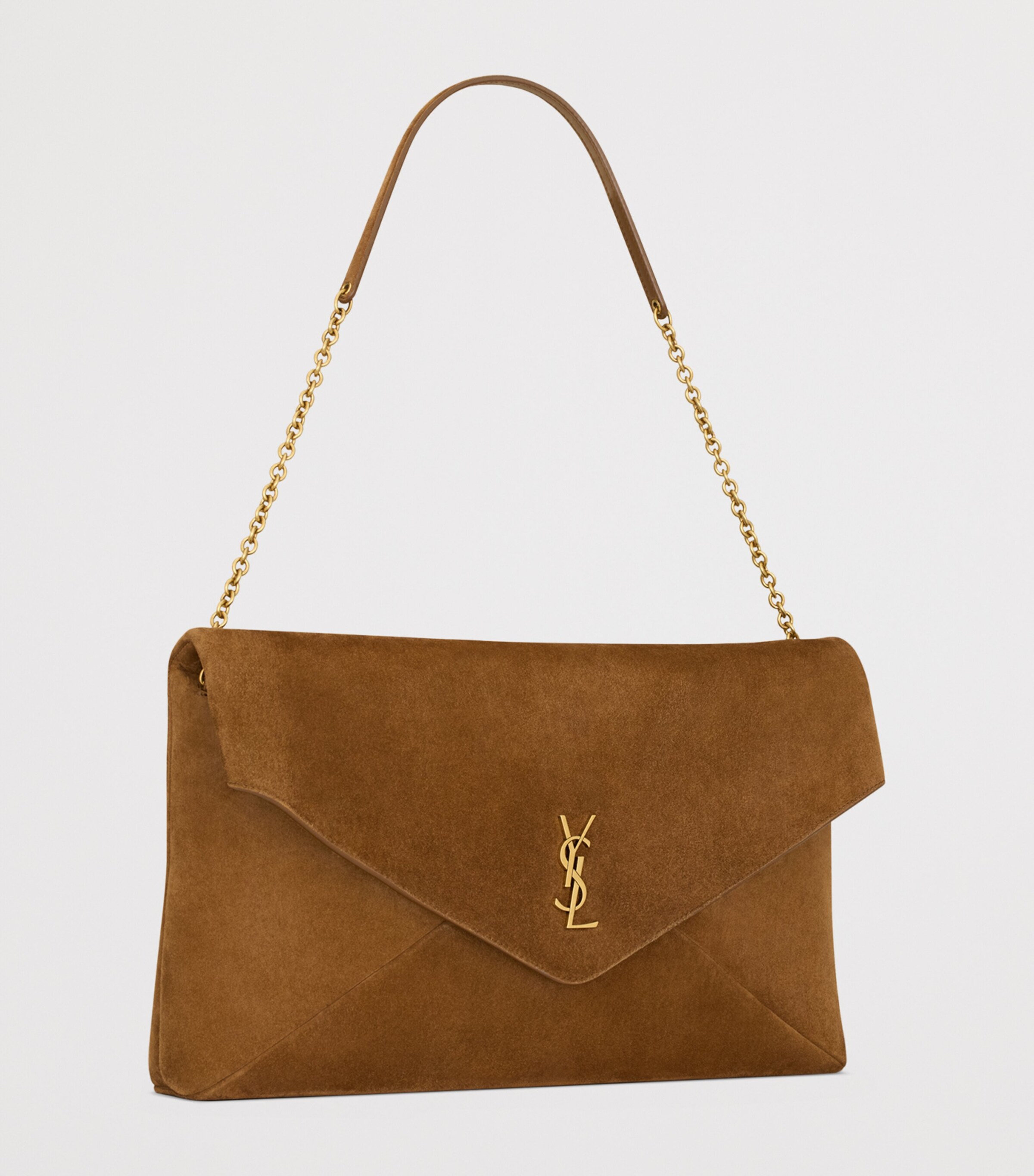 Saint Laurent Beige Extra Large Cassandre Envelope Chain Wallet ...