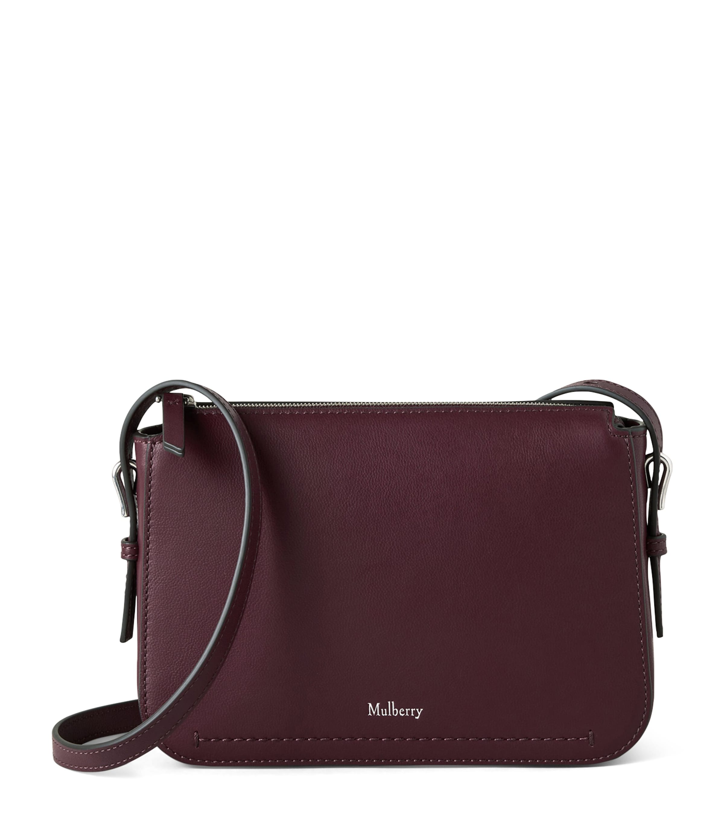 Mulberry Leather Clovelly Pouch In Burgundy