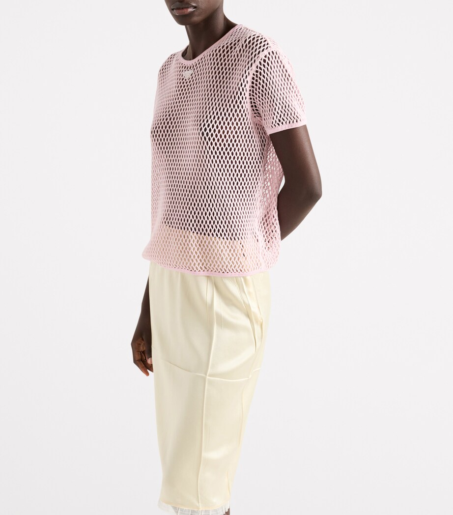 Prada Womens Cotton Mesh T-Shirt Image 4