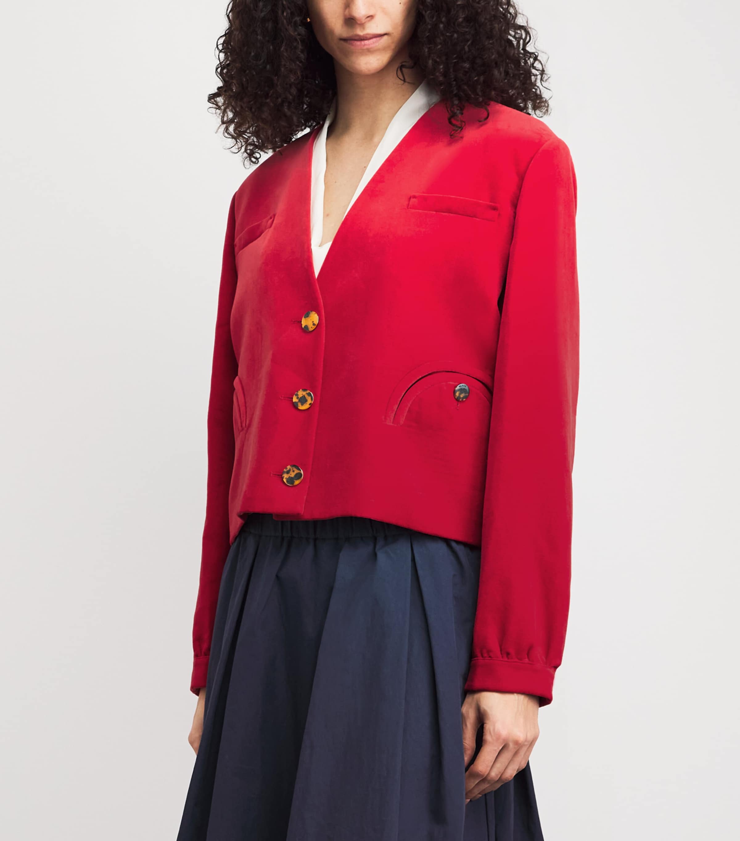 Blazé Milano Womens Cotton-Linen Velvet Riviera Bolero Cardigan Crab Image 4