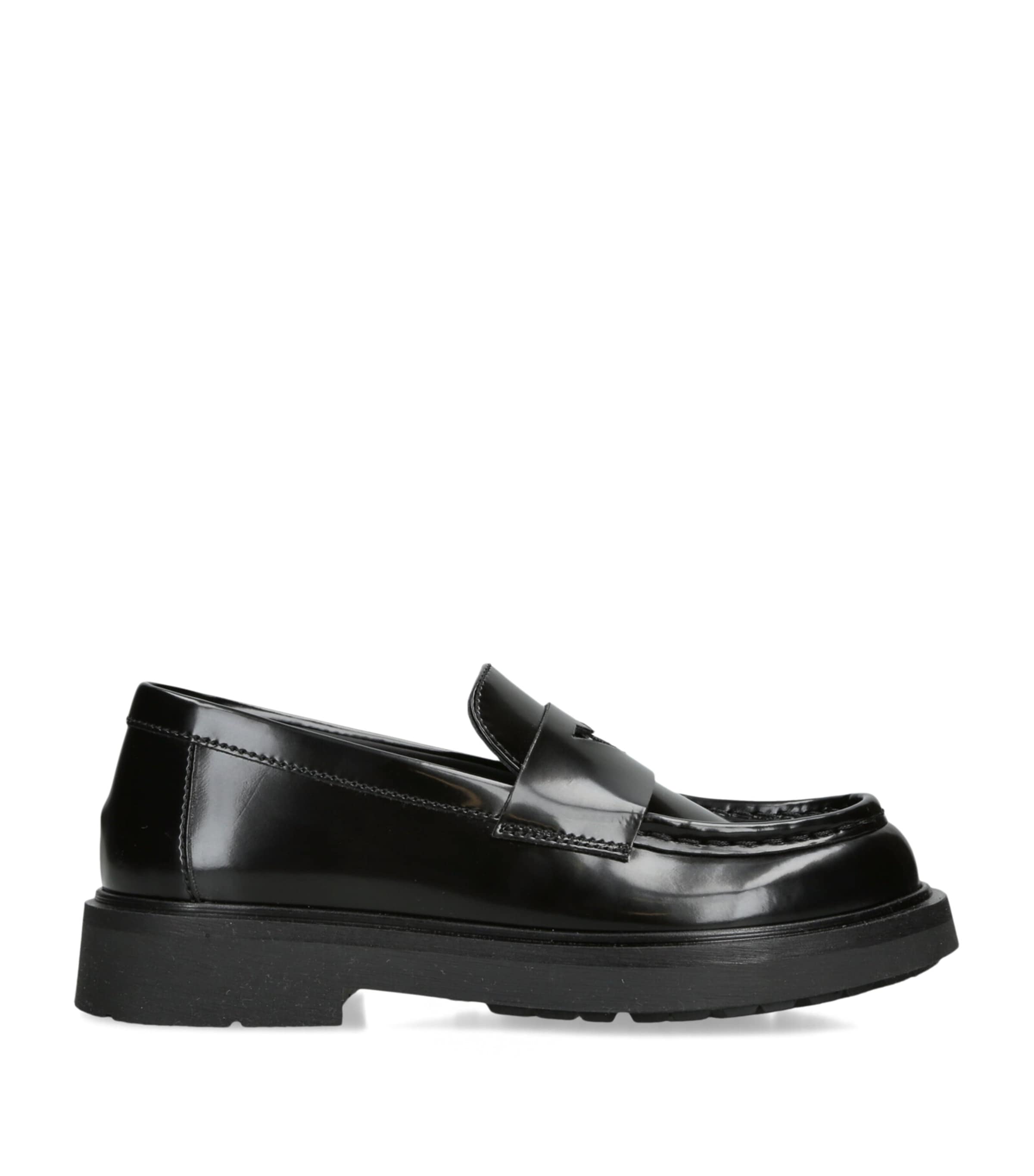 Giorgio Armani Patent Leather Logo Loafers Black