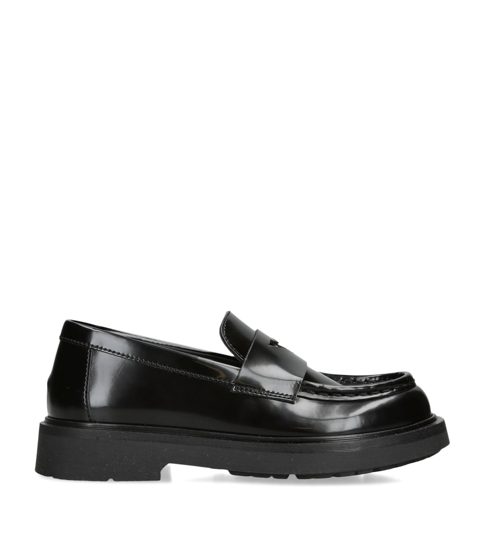 Giorgio Armani Patent Leather Logo Loafers Black