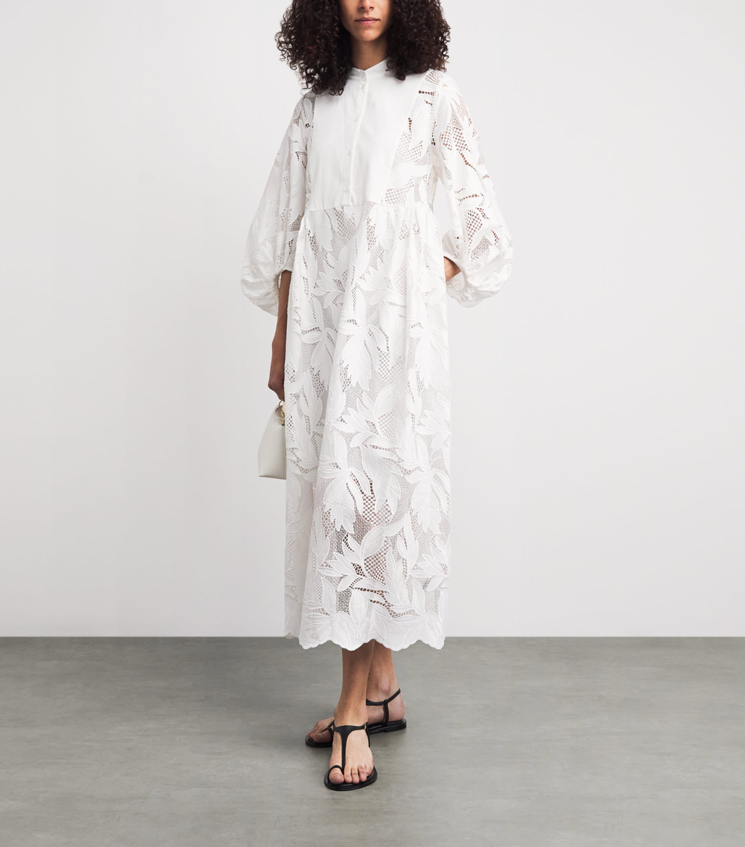 Erdem Womens Crochet Cutwork Midi Shirt Dress Ivory Image 2
