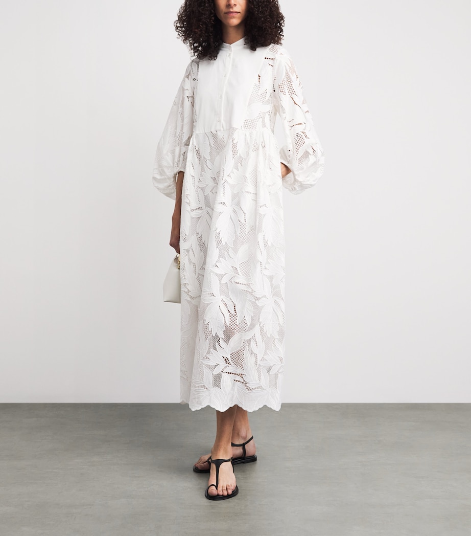 Erdem Womens Crochet Cutwork Midi Shirt Dress Ivory Image 2