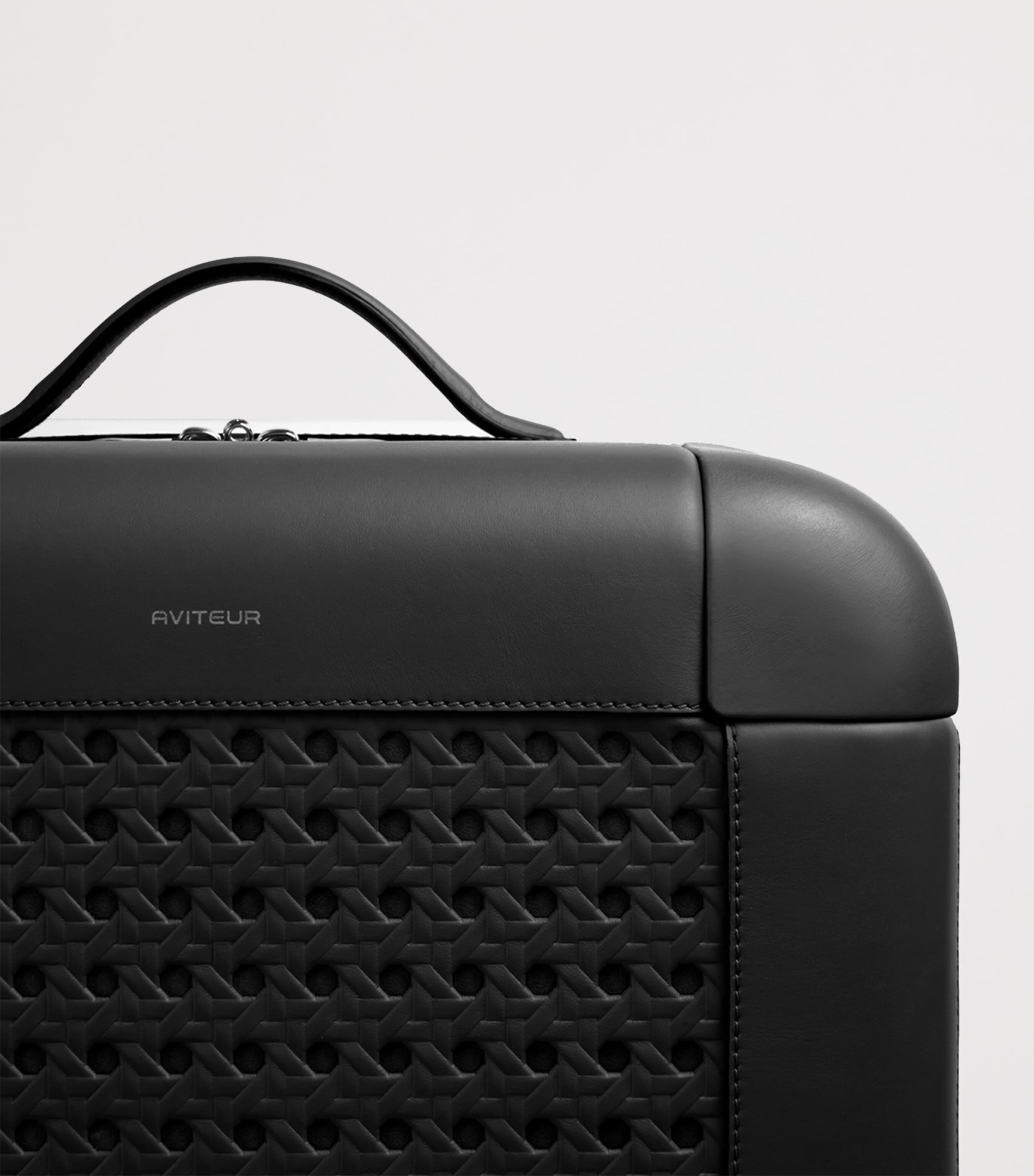 Leather Carry-On Suitcase (55cm) BLACK Image 6