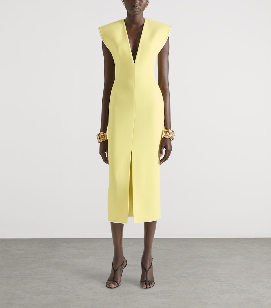 Wool-Blend Structured Midi Dress ACID YELLOW Image 2