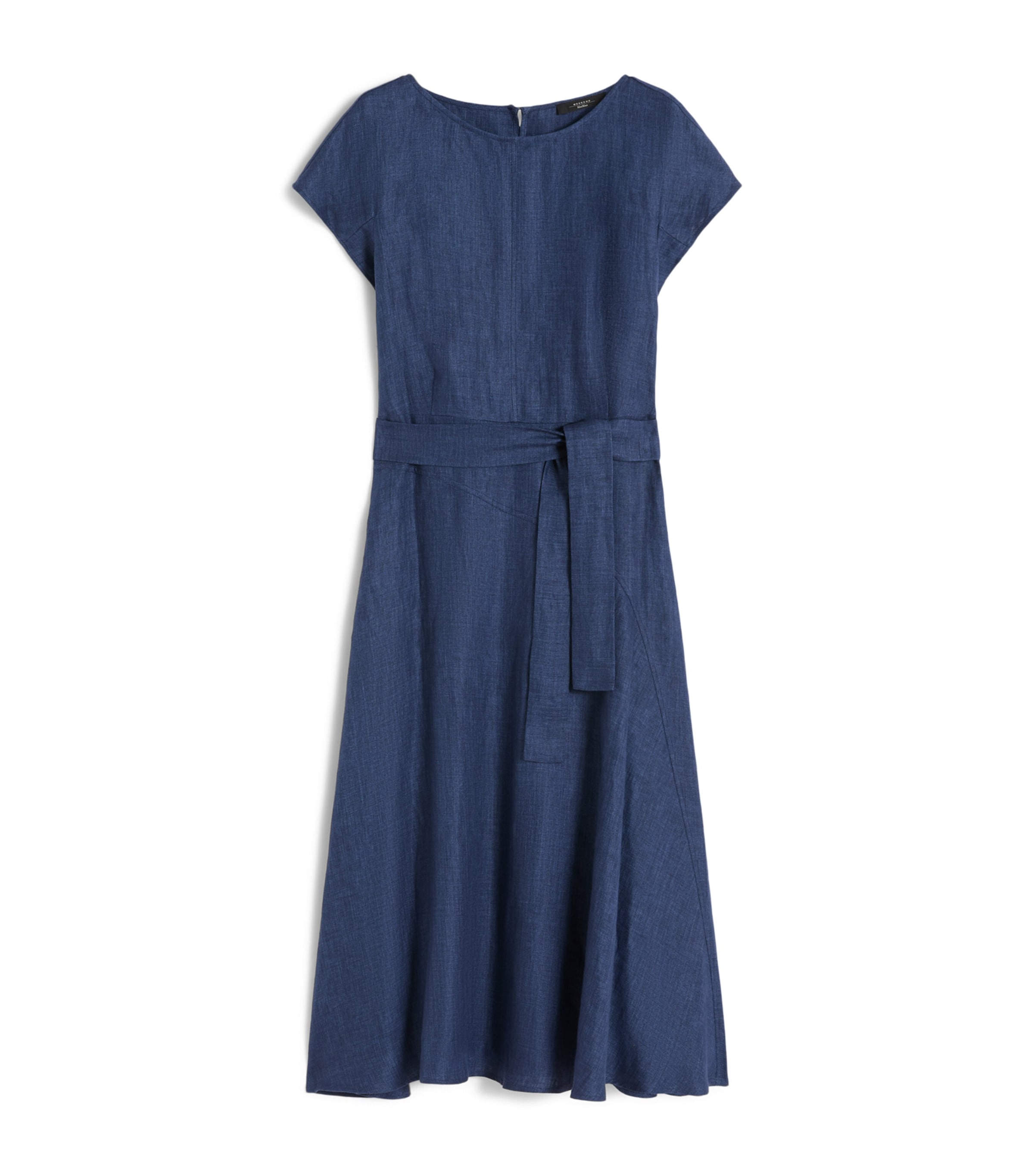 Weekend Max Mara Womens Linen Belted Midi Dress Navy Image 1