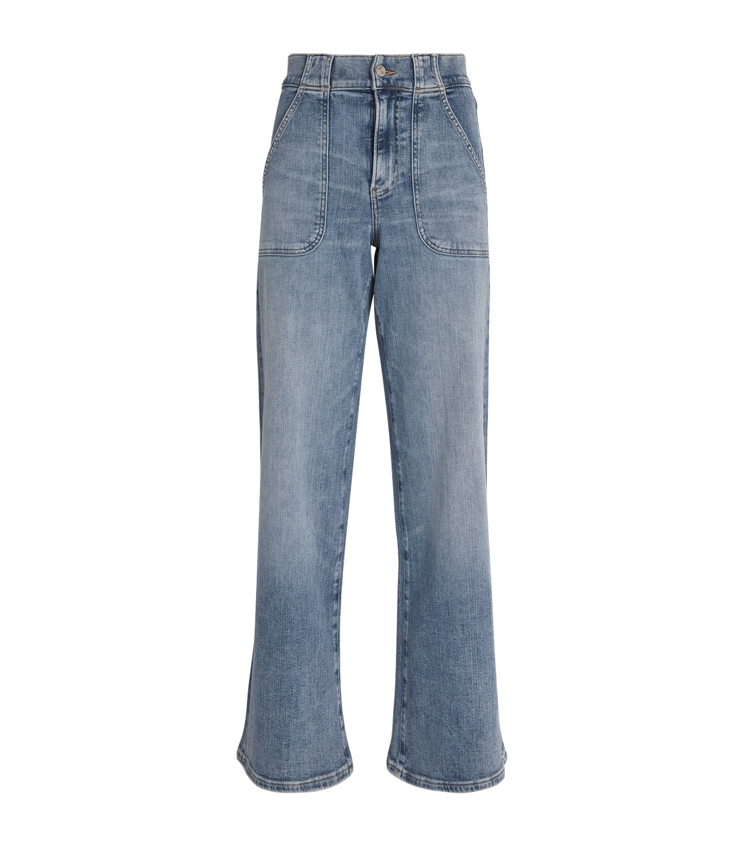 Frame Denim Le Slim Canals Raw After Palazzo Jean In Blue