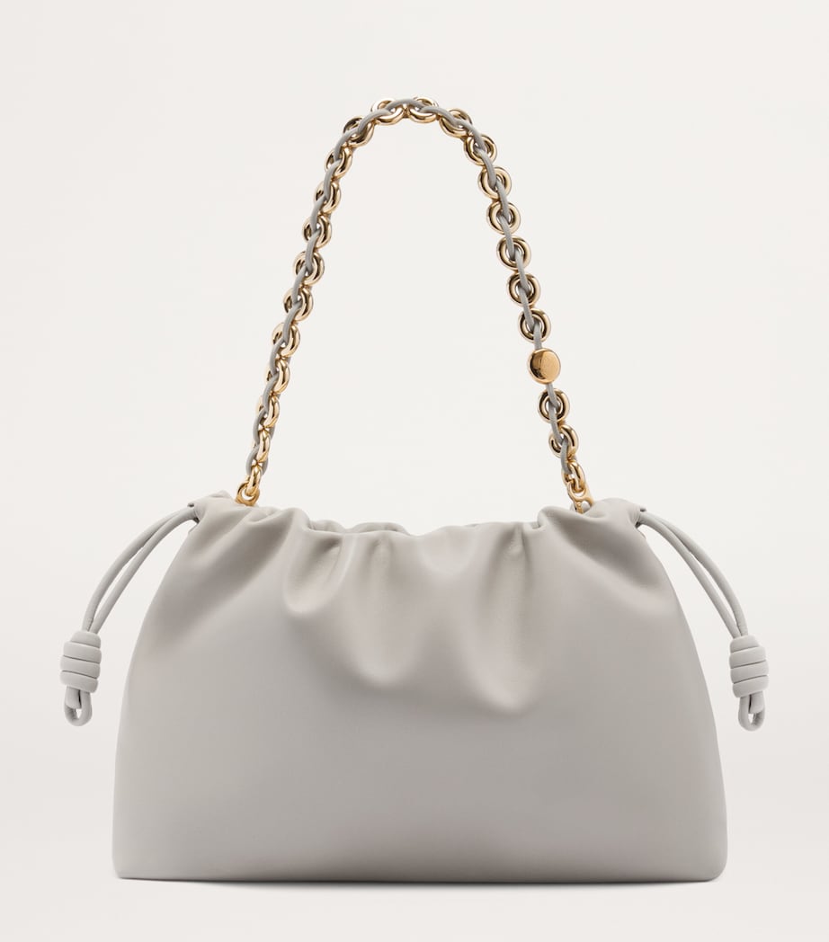 Large Leather Flamenco Shoulder Bag SHELL GREY Image 6