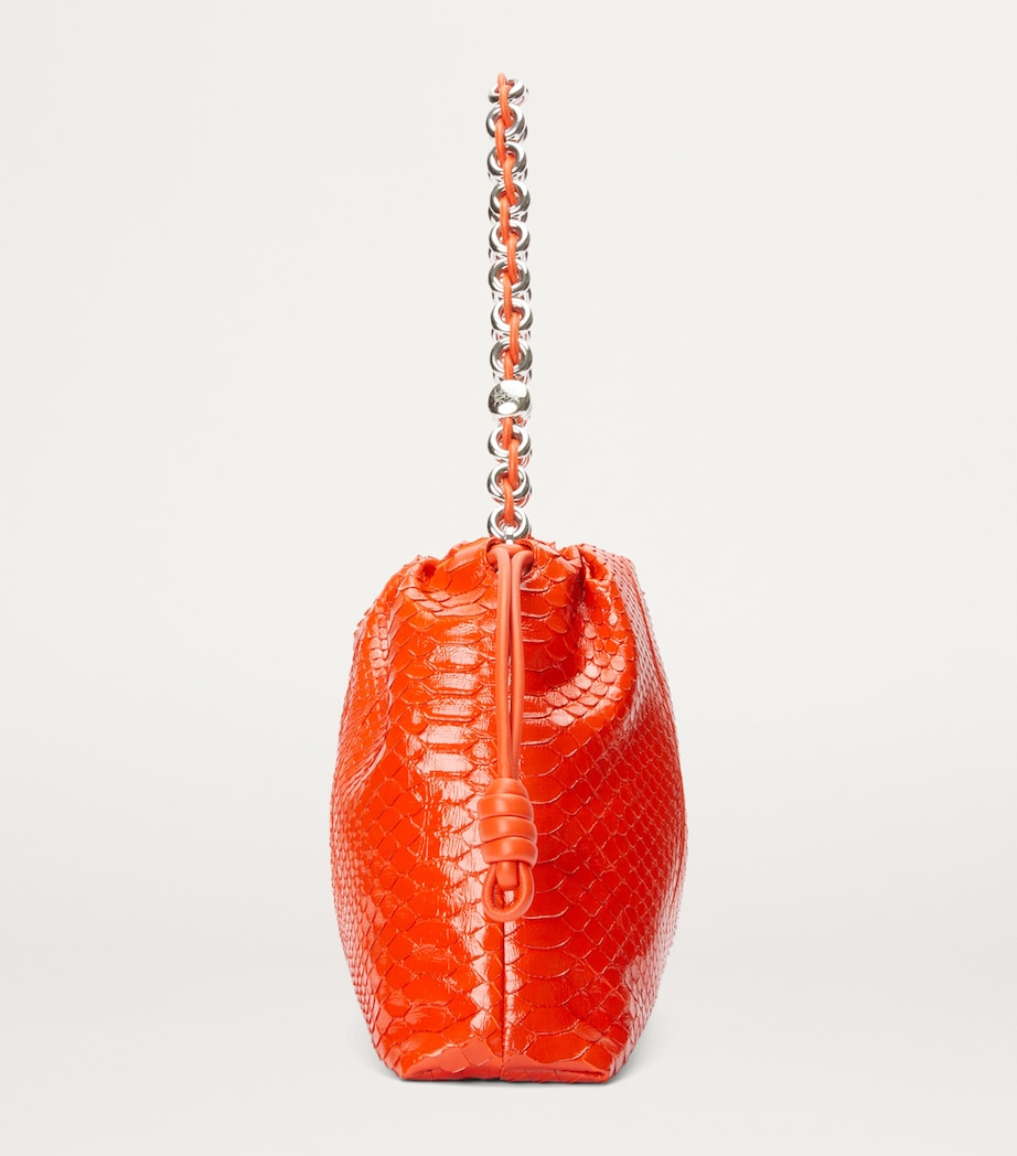 Large Python Skin Flamenco Shoulder Bag ORANGE Image 4