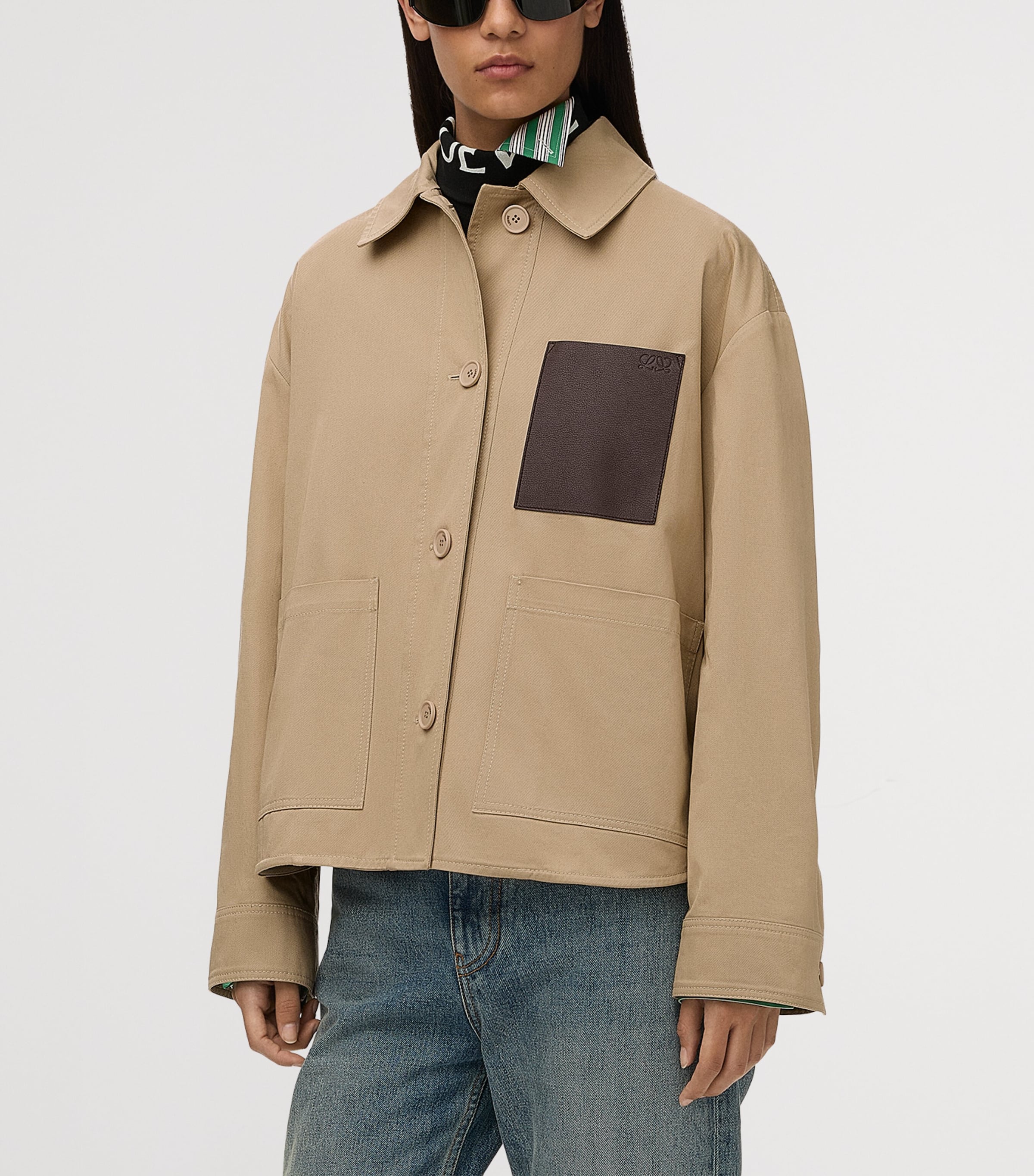 LOEWE Womens Cotton Workwear Jacket Beige Image 3