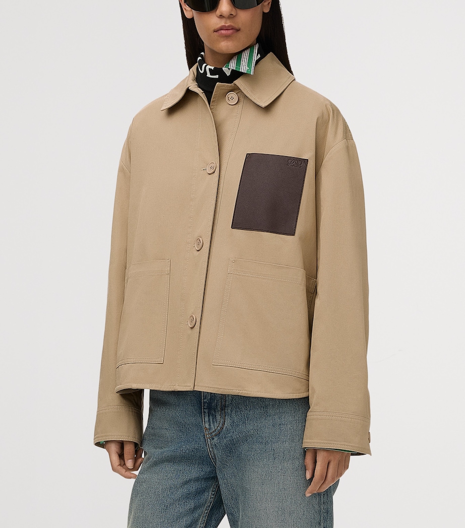 LOEWE Womens Cotton Workwear Jacket Beige Image 3