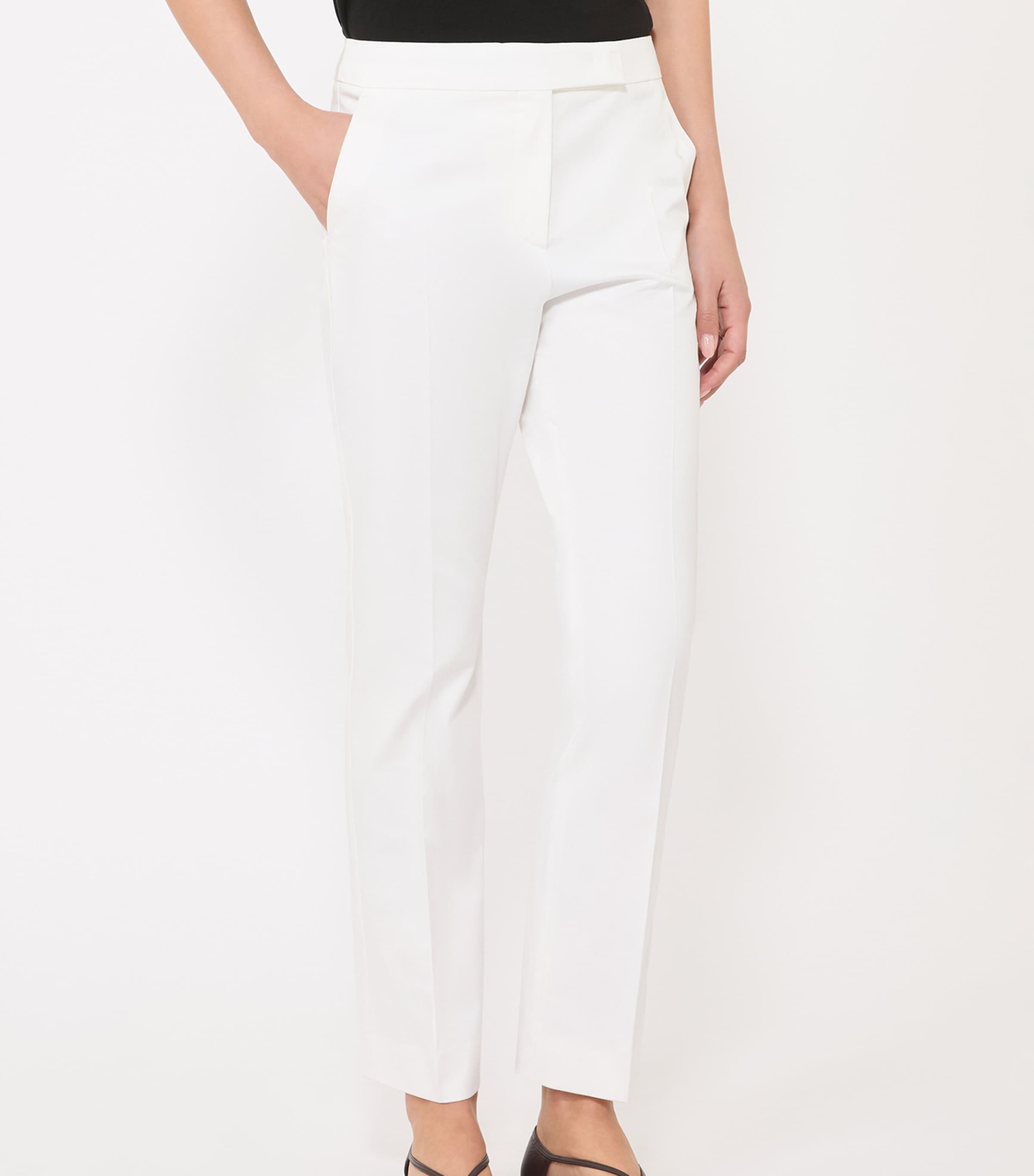 Max Mara Womens Stretch-Cotton Tailored Trousers Silk Image 3