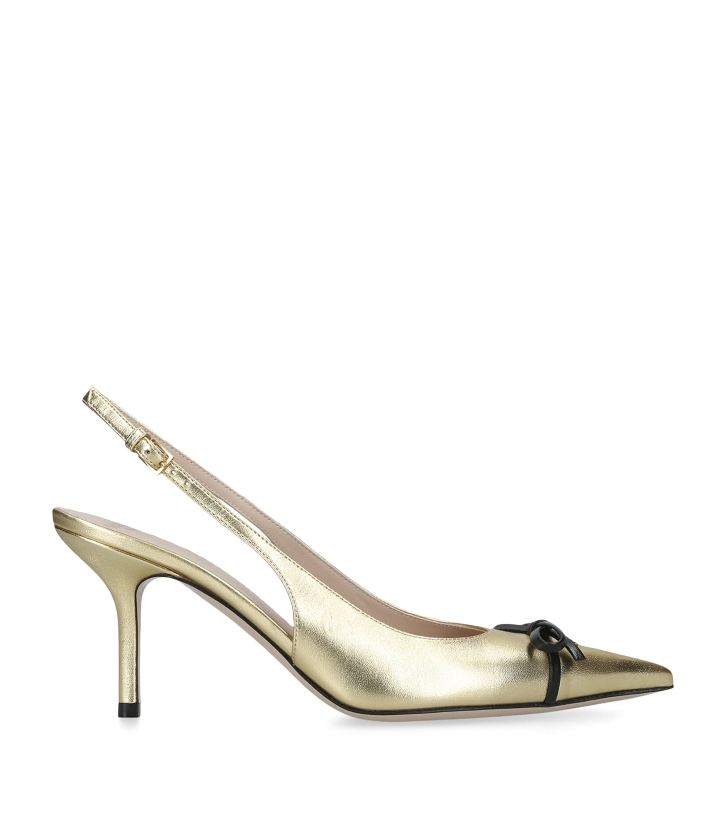 Valentino Garavani Leather Bepointy Slingback Heels 80 In Gold