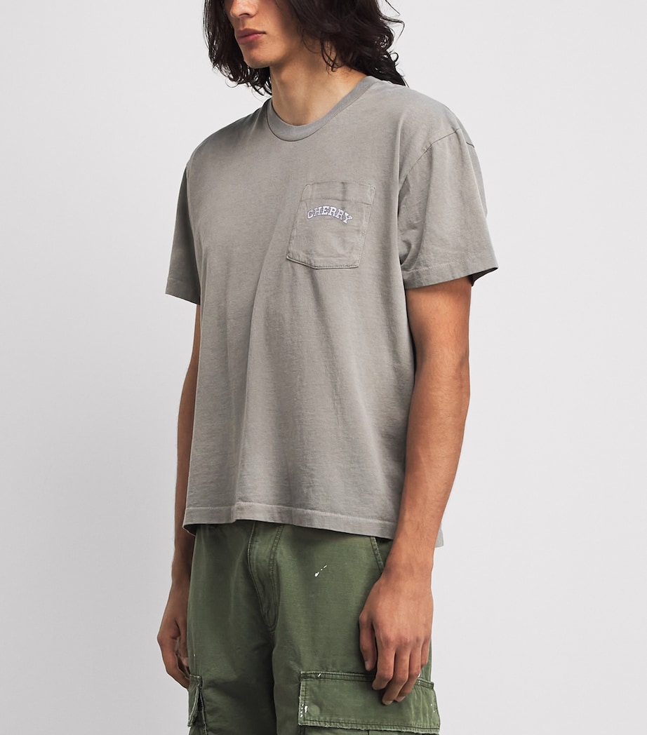 Cherry Los Angeles Mens Cotton Palamino Pocket T-Shirt Light Charcoal Image 4