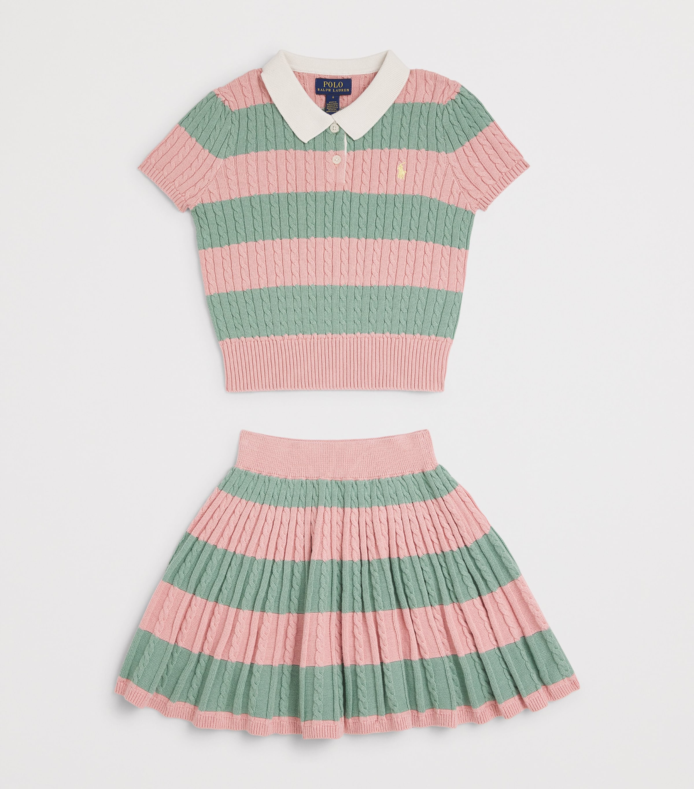 Ralph Lauren Kids Cotton Stripe Polo Shirt and Skirt Set (2-7 Years) Adirondack Rose Mlti Image 2