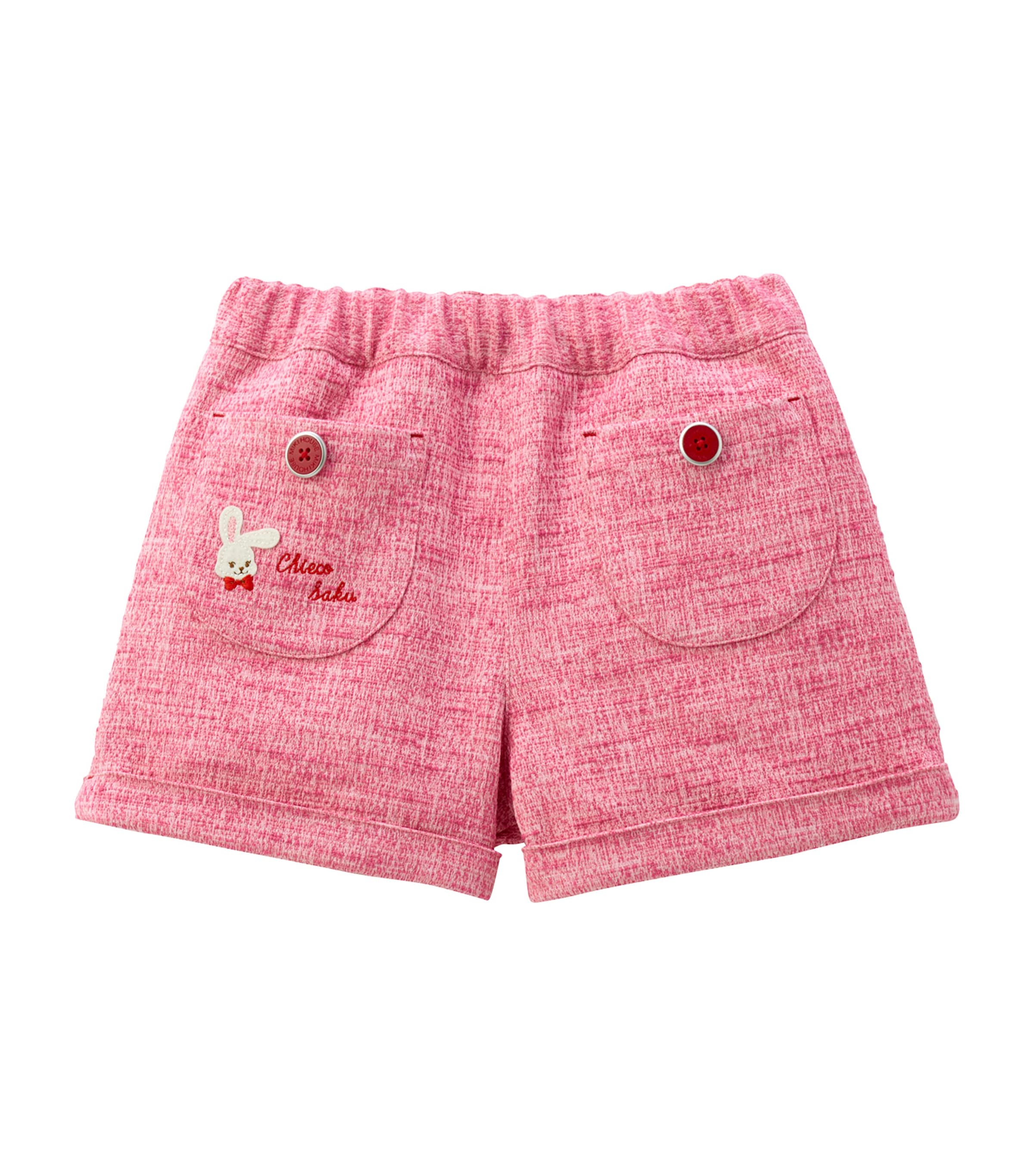 Miki House Kids' Tweed Embroidered Chieco Shorts In Pink