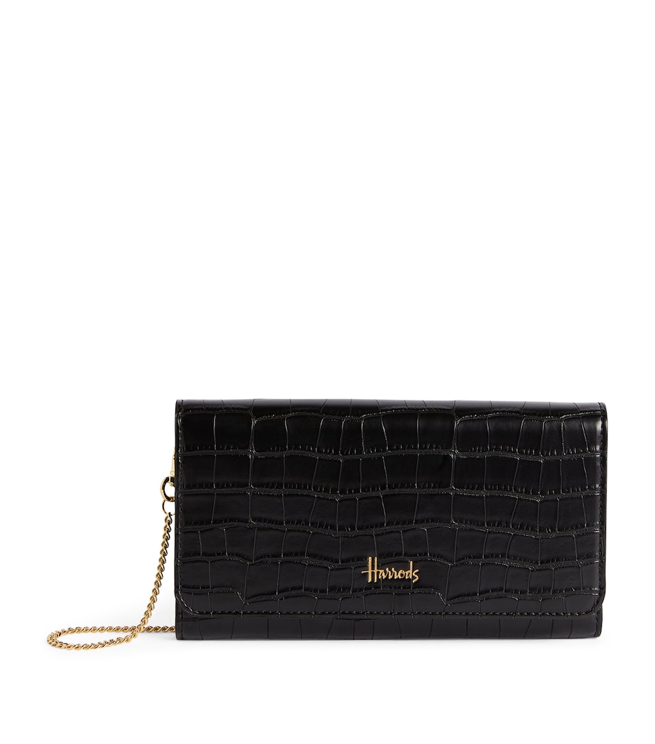 Harrods Croc-Embossed Oxford Chain Wallet Black Image 1